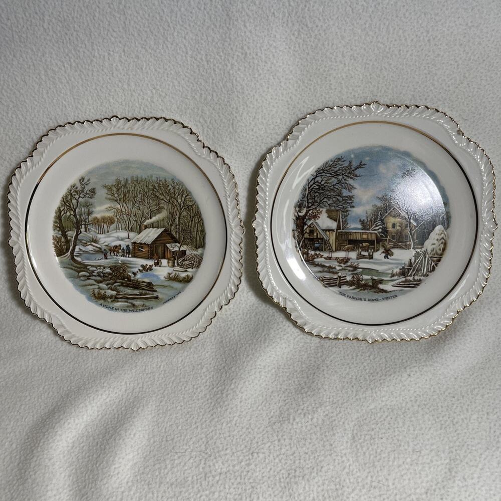 Decorative Plates Harker Pottery. A Home In The Wilderness. The Farmers Home.